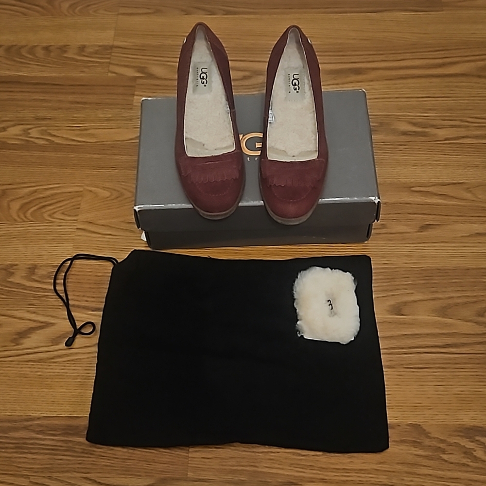 UGG Australia Reese Leather Suede Wedge Loafer Heels/ 5